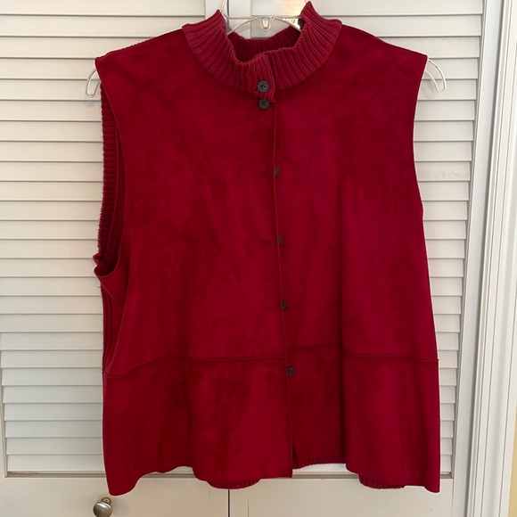 J Jill, suede and sweater vest with mock turtleneck - Picture 1 of 4